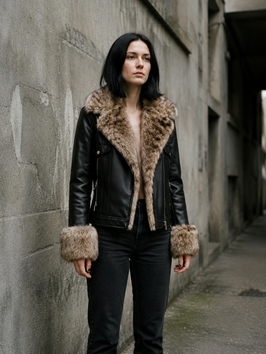 Cropped Fur-Trim Jacket