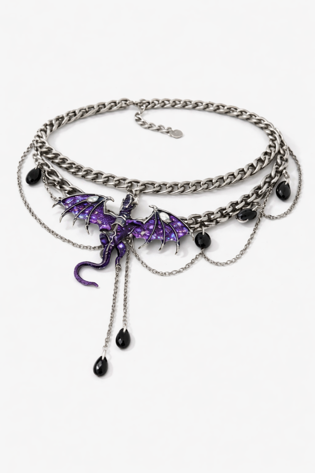 Lunar Dragon Layered Choker Necklace – Purple