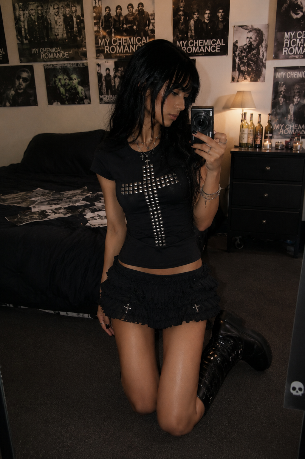 Studded Cross Short Sleeve Top