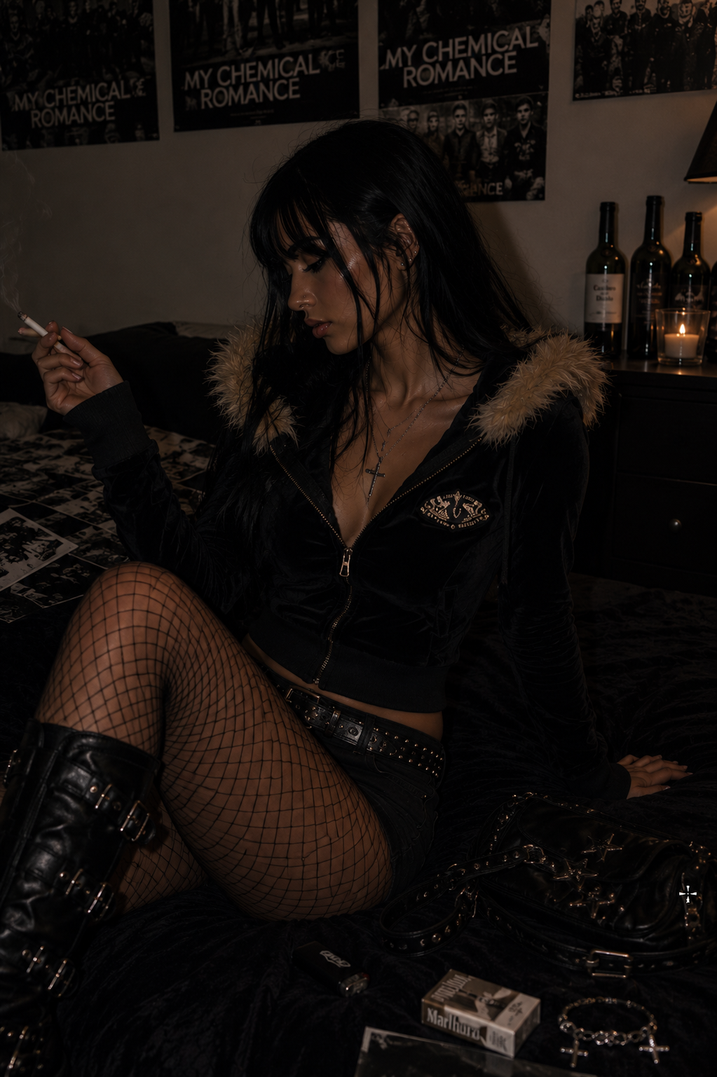 Velour Faux Trim Hoodie
