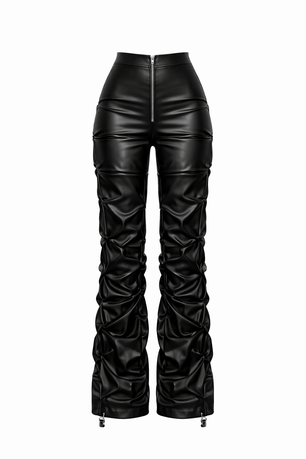 Faux PU Stacked Leather Pants