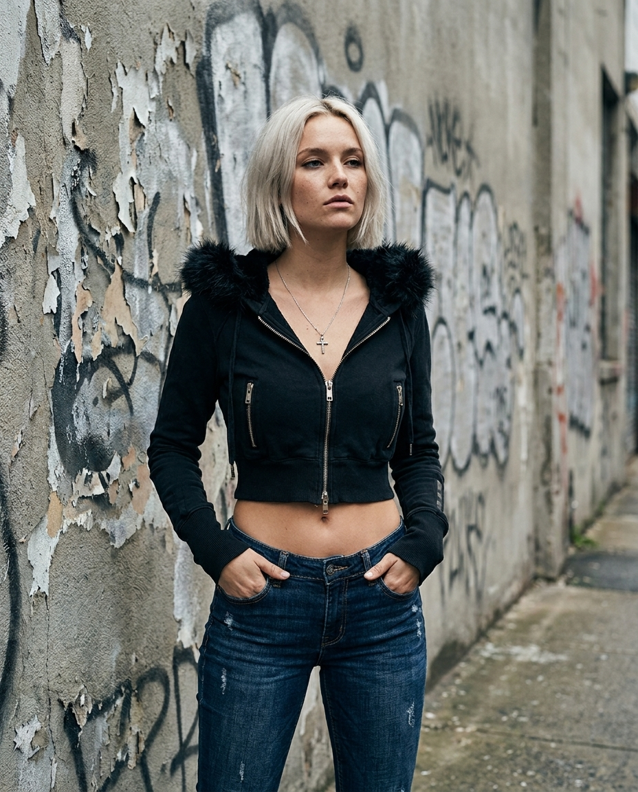 Cropped Fur-Hood Jacket