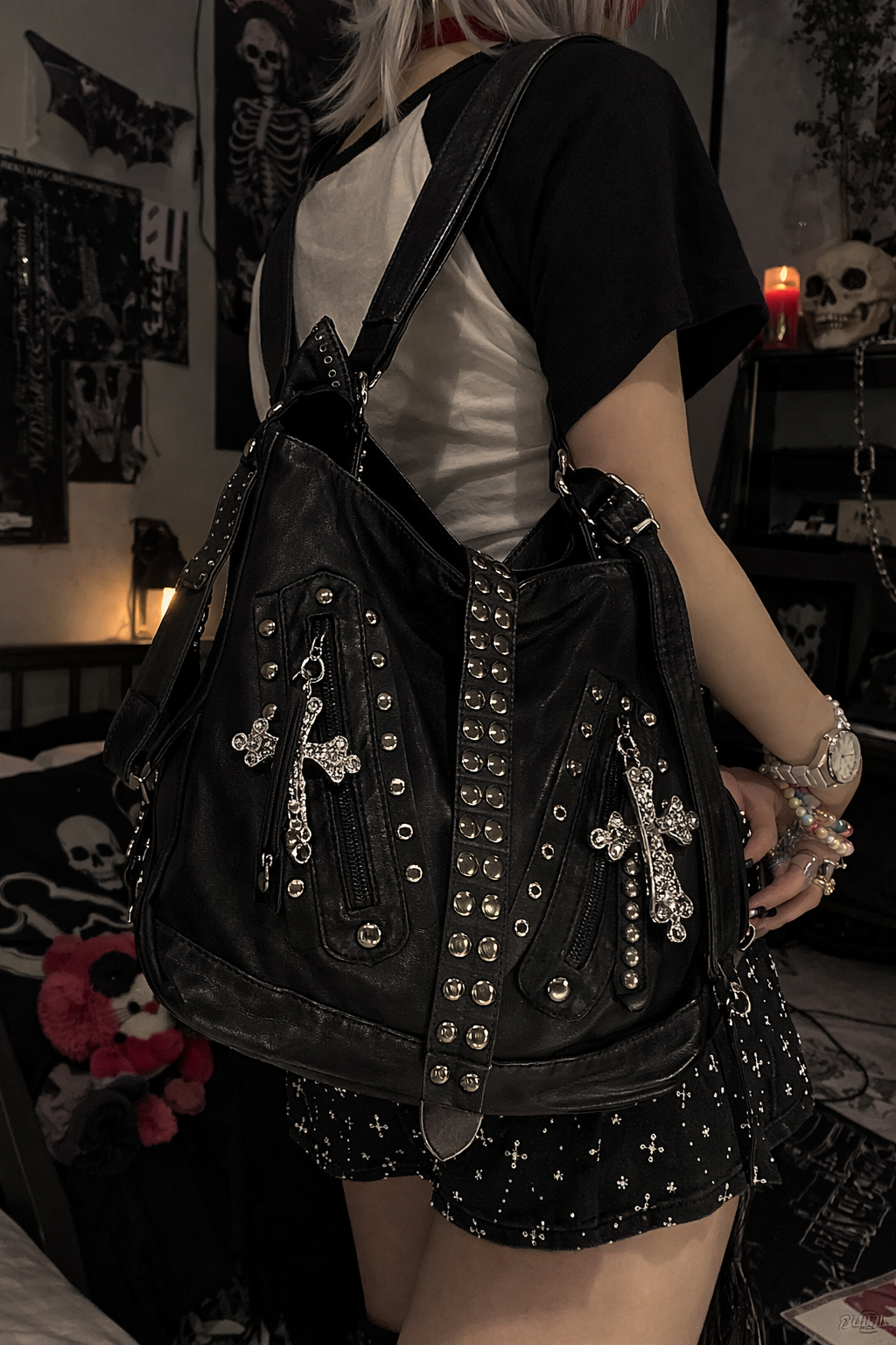 Cross Stud Convertible Bag
