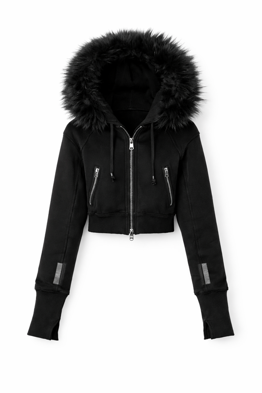 Cropped Fur-Hood Jacket