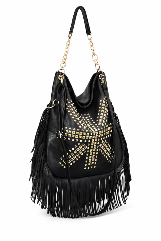 Nightfall Fringe Studded Hobo Bag