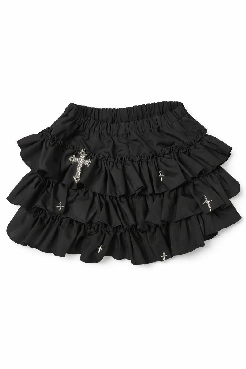Cross Charm Tiered Mini Skirt