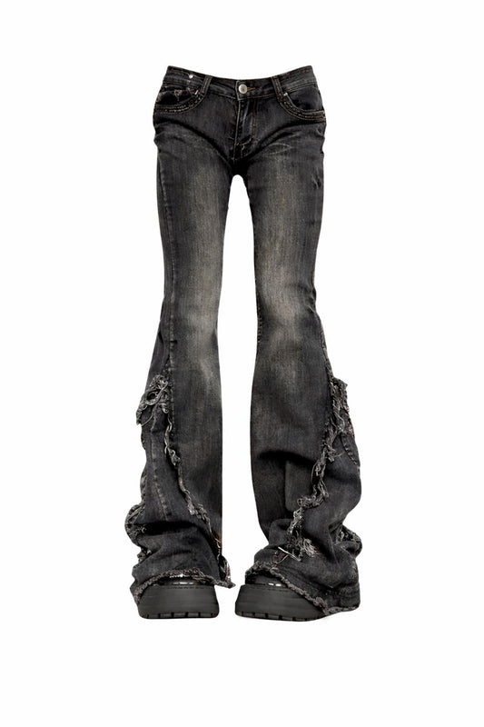 Distressed Flare Denim Jeans