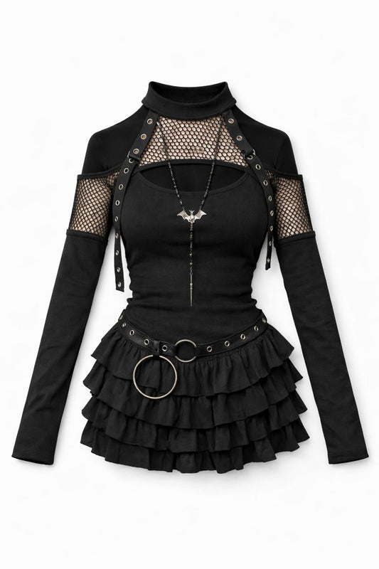 Nightshade Mesh Halter Top – Black