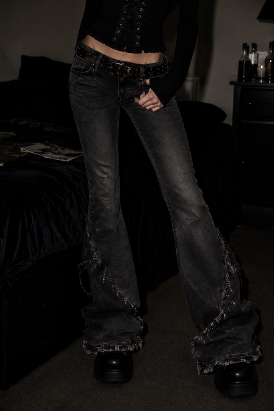 Distressed Flare Denim Jeans
