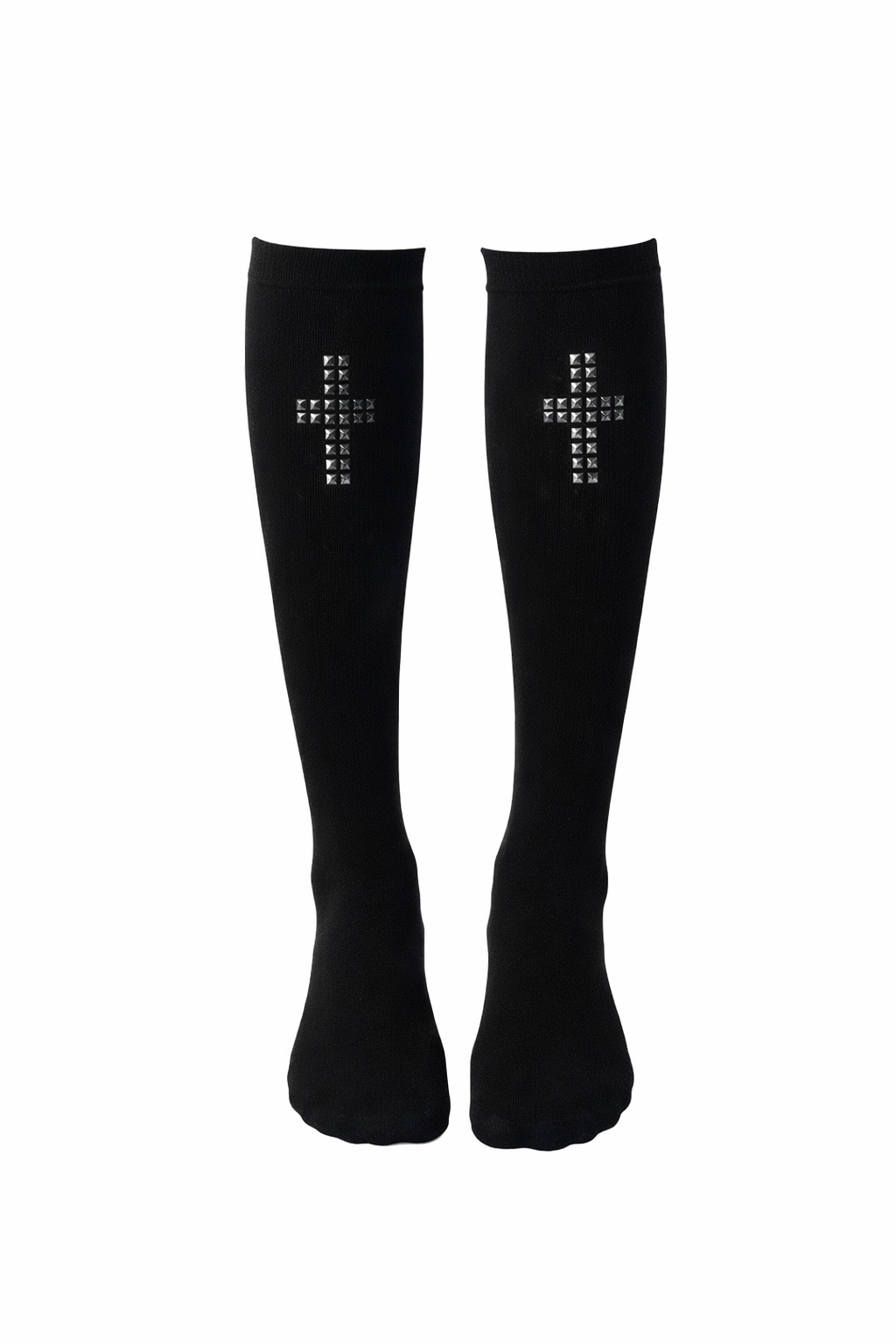 Studded Cross Knee-High Socks