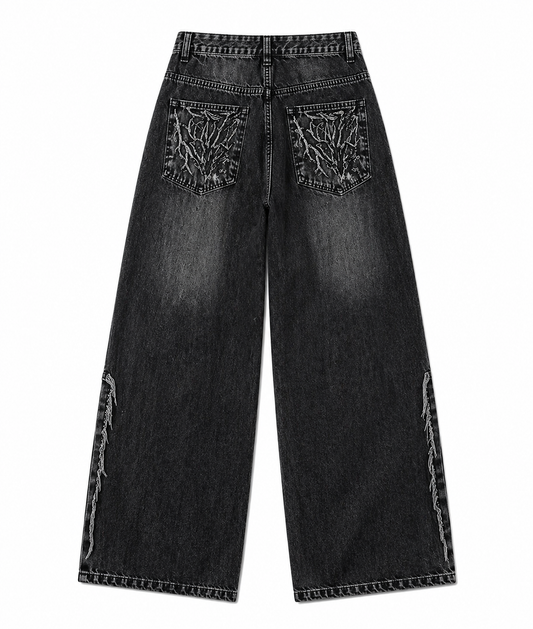 Phantom Web Oversized Denim – Black Grey