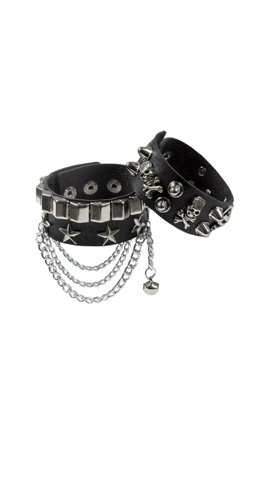 Skull Chain Cuff Set
