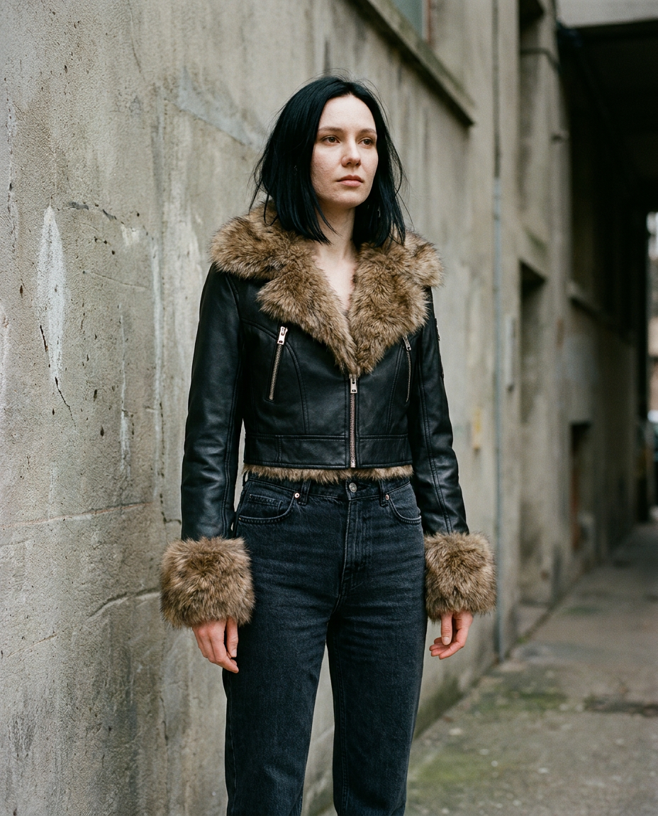 Cropped Fur-Trim Jacket